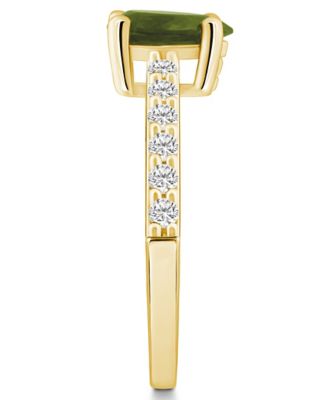 Peridot (1 Ct. T.W.) and Diamond (1/3 Ct. T.W.) Ring in 14K Yellow Gold