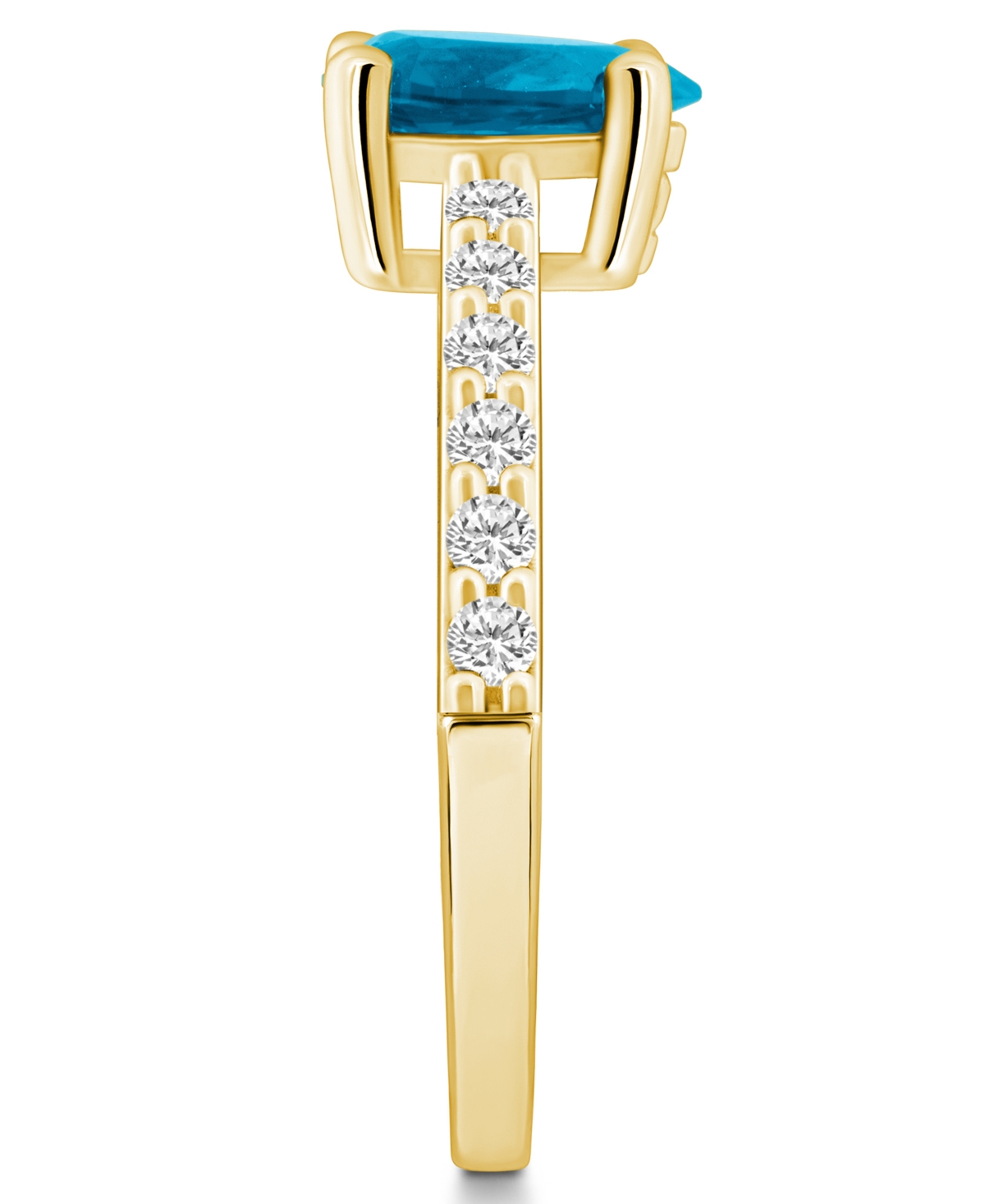 Macy's(1 Ct. T.w.) and Diamond (1/3 Ct. T.w.) Ring in 14K Yellow Gold - Blue Topaz