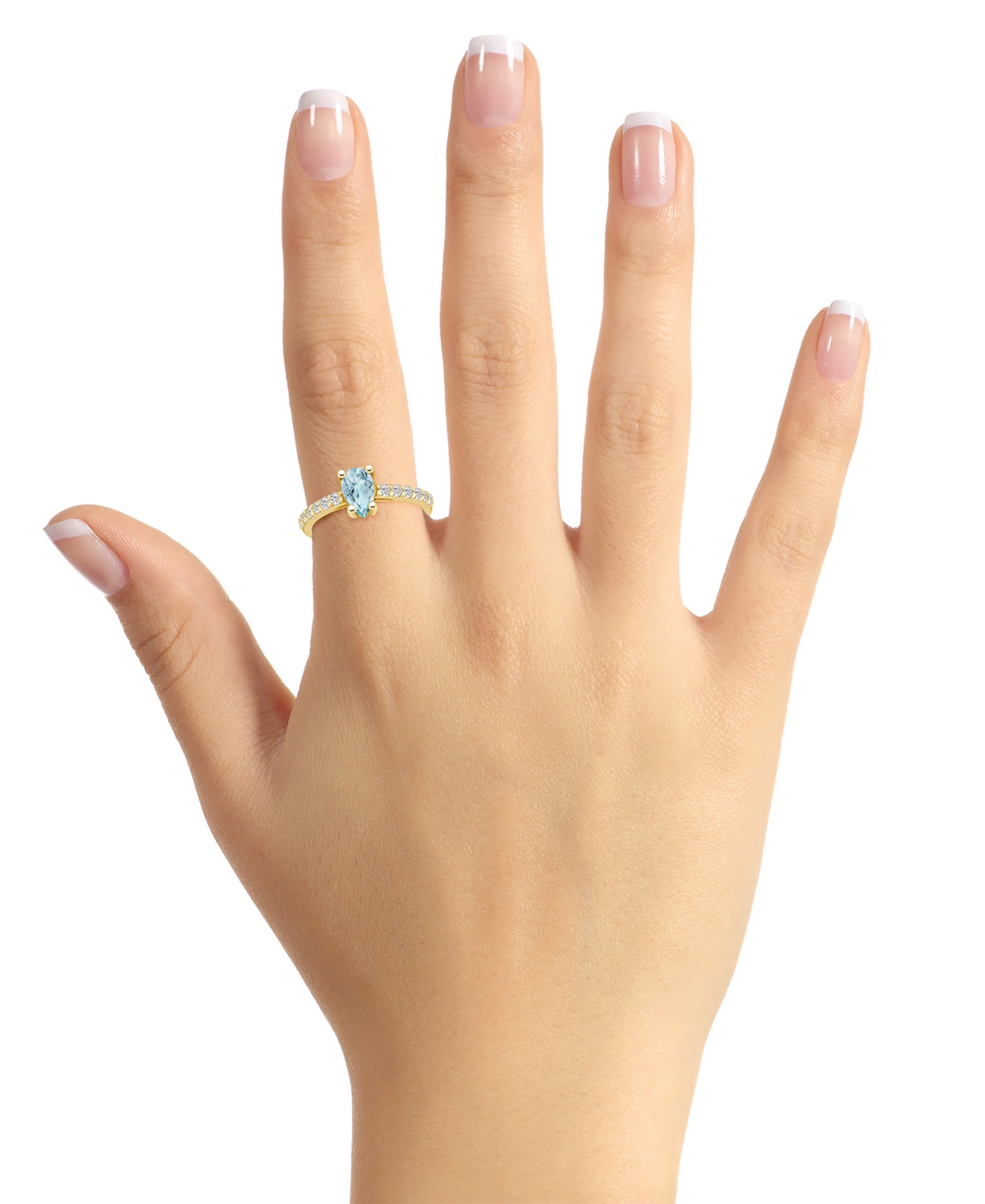 Macy's(3/4 Ct. T.w.) and Diamond (1/3 Ct. T.w.) Ring in 14K Yellow Gold - Aquamarine