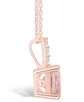 Morganite (2 Ct. T.W.) and Diamond Accent Pendant Necklace in 14K Rose Gold