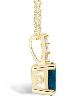 London Blue Topaz (1-5/8 Ct. T.W.) and Diamond Accent Pendant Necklace in 14K Yellow Gold