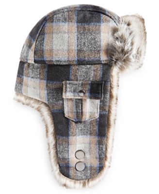 Stetson Men s Plaid Faux Fur Trapper Hat Macy s