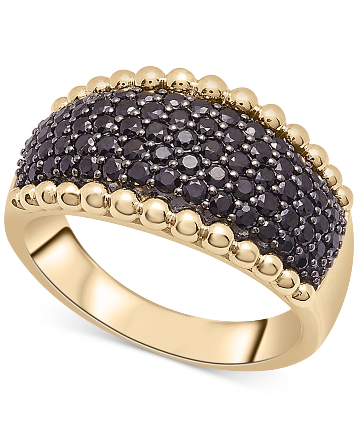 Black Diamond Bead Edge Ring (1 ct. t.w.) in 14k Gold, Created for Macy's - Yellow Gold