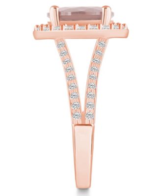 Morganite (2-1/2 ct. t.w.) and Diamond (3/4 ct. t.w.) Halo Ring in 14K Rose Gold