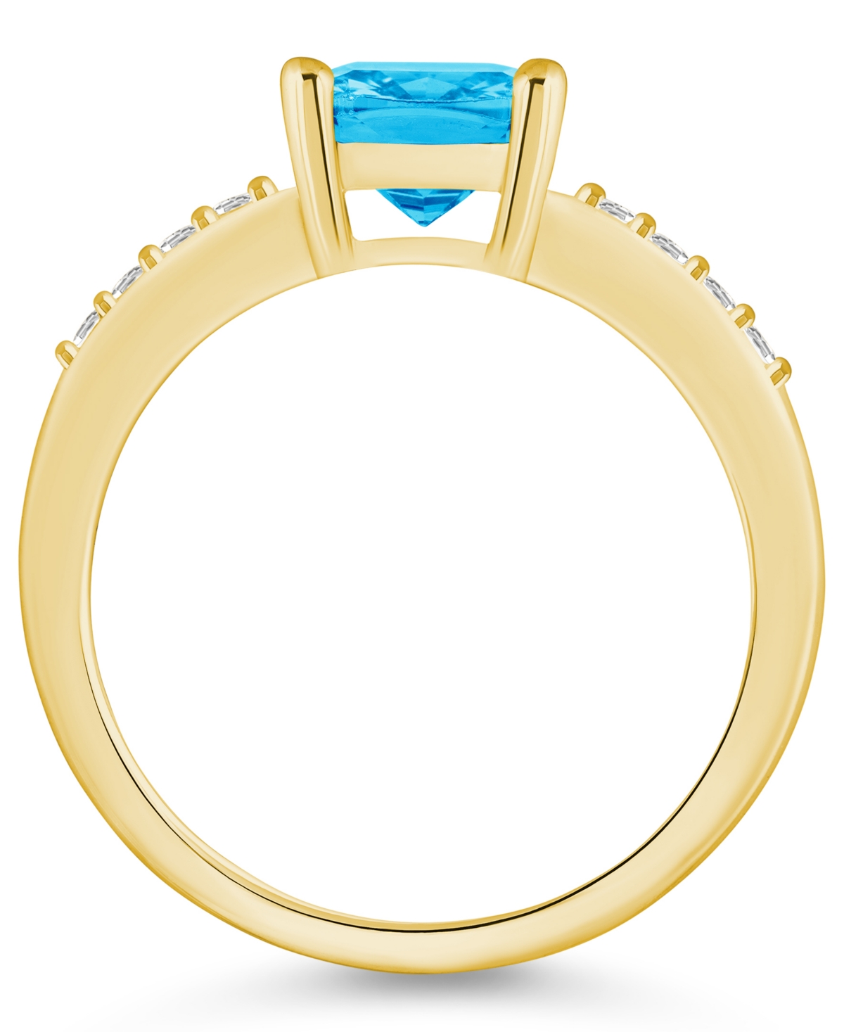 Macy'sand Diamond Ring (2-3/4 ct.t.w and 1/8 ct.t.w) 14K Yellow Gold - Blue Topaz