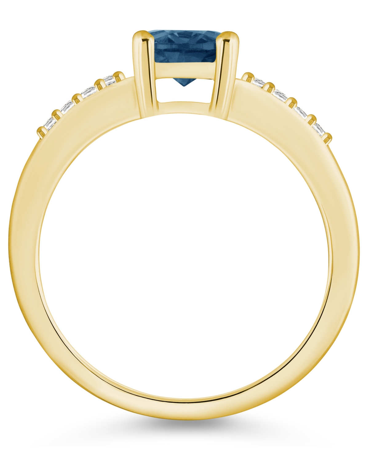 Macy'sand Diamond Ring (1-5/8 ct.t.w and 1/8 ct.t.w) 14K Yellow Gold - London Blue Topaz