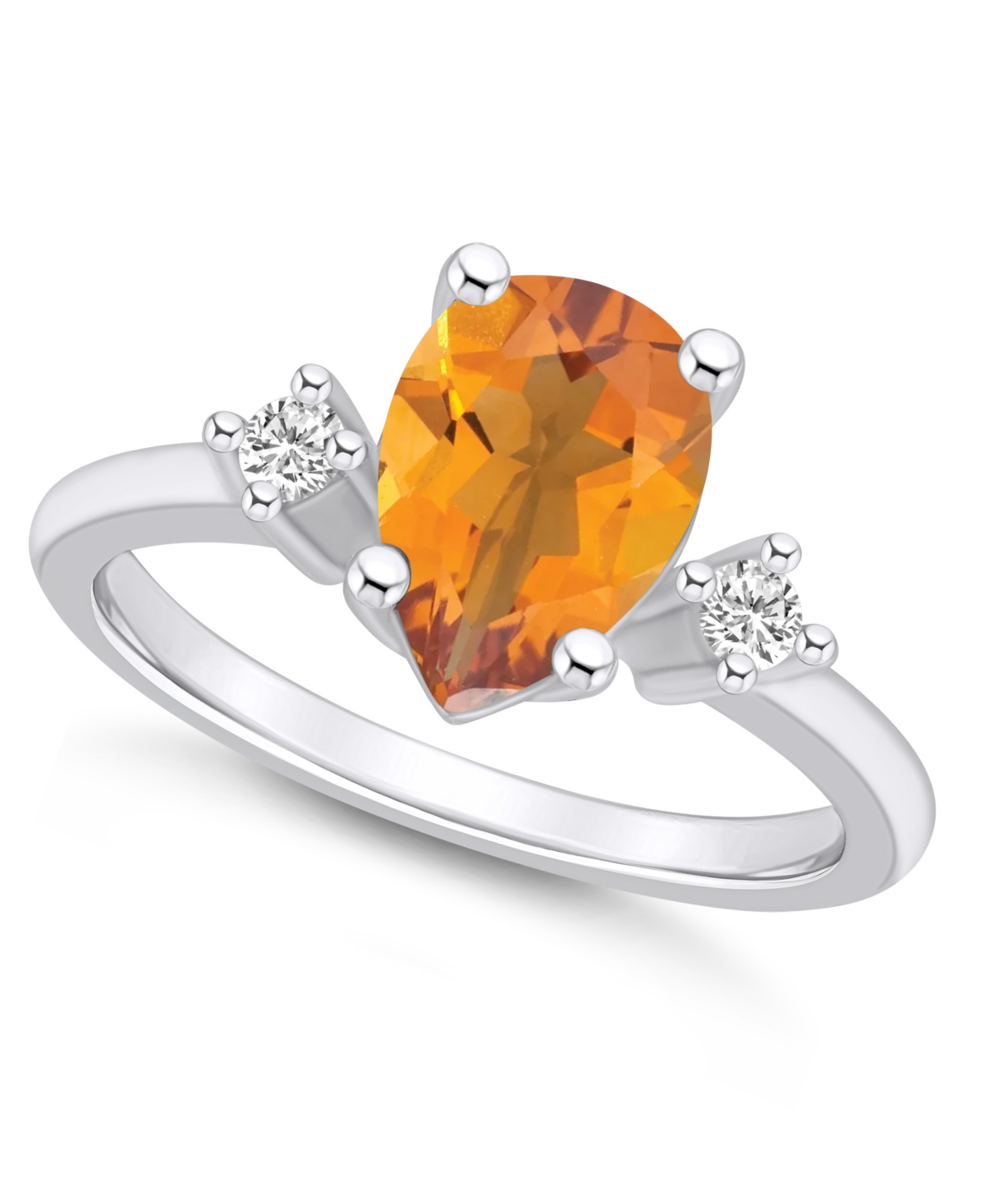 Macy's Citrine And Diamond Ring (1-3/4 Ct.t.w And 1/10 Ct.t.w) 14k White Gold In Orange