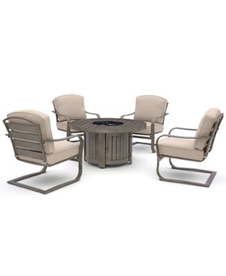 Agio CLOSEOUT! Tara 5-Pc. Round Fire Pit Chat Set (1 Fire Pit & 4 C-Spring Chairs), Created for Macy's 