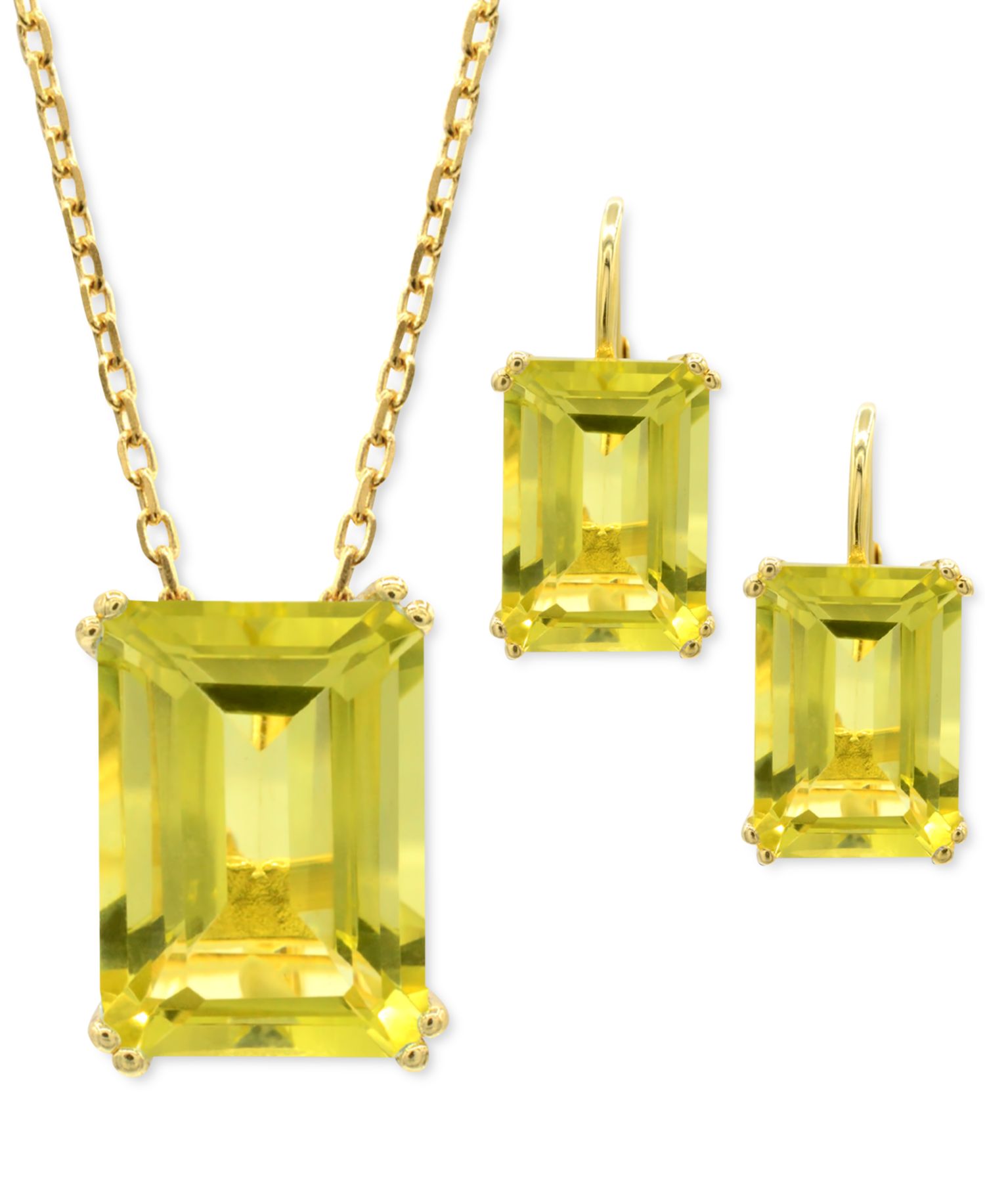 Lime Quartz Leverback Drop Earrings (12-5/8 ct. t.w.) in 14k Gold-Plated Sterling Silver (Also in White Quartz & Prasiolite)