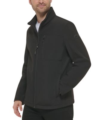 calvin klein soft shell logo full zip hooded jacket