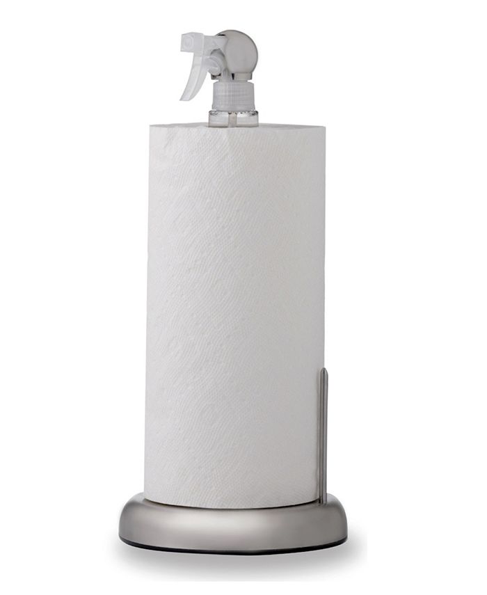 Everyday Solution Paper Towel Holder with 7oz Spray Bottle - Aesthetic  Kitchen Countertop Sprayer with Paper Towel Holder and Hidden Spray Bottle  - Nozzle Snap-Lock Spray - Rust-Resistant Steel Base 