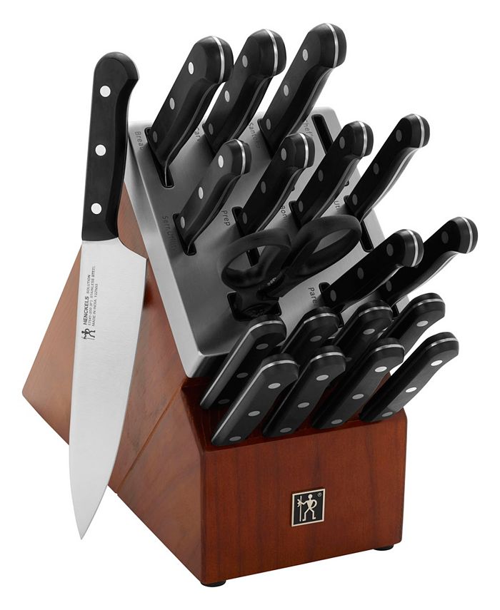 16-Piece Stainless Steel Knife Block Set with Sharpener