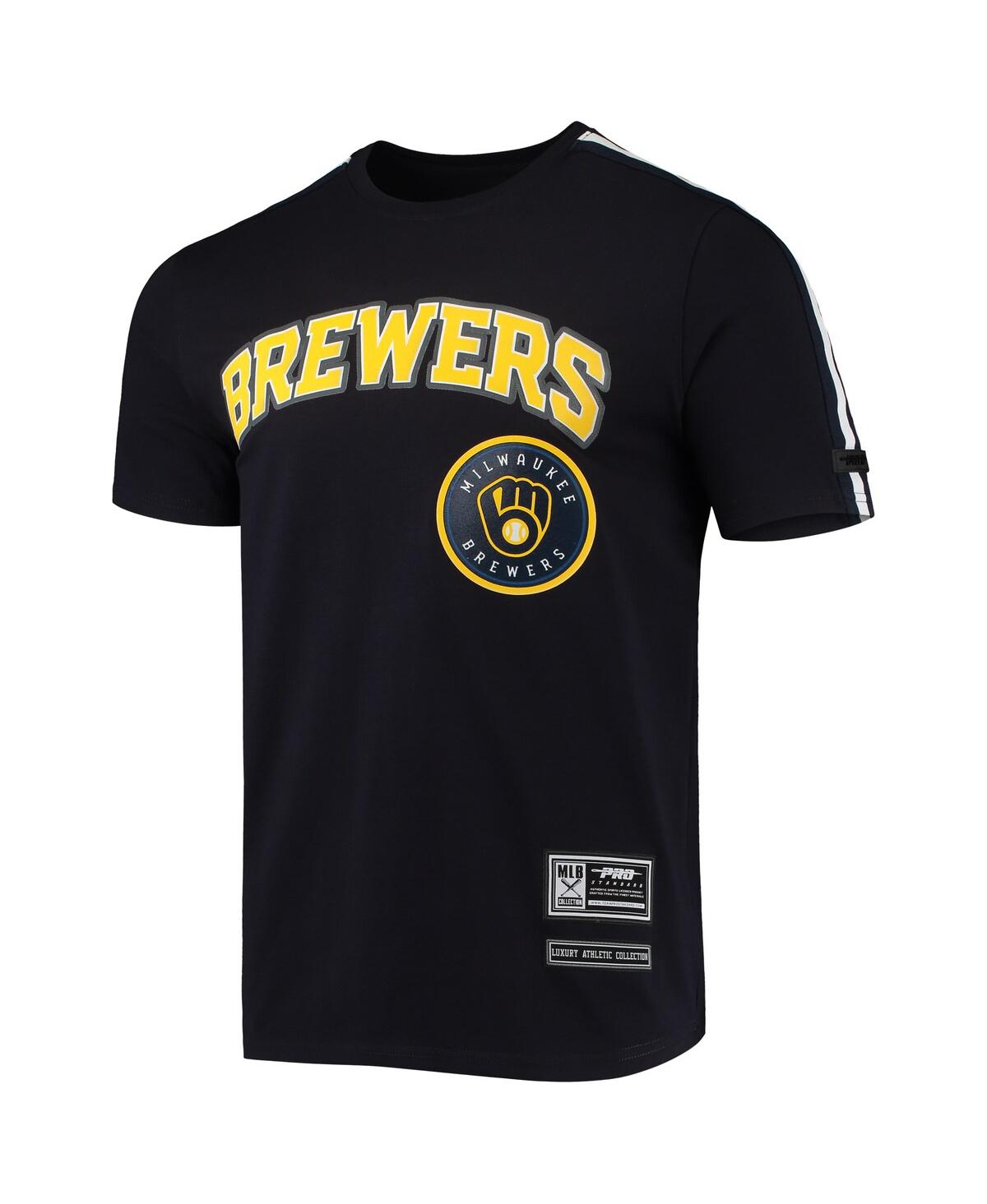 Shop Pro Standard Men's  Navy Milwaukee Brewers Taping T-shirt