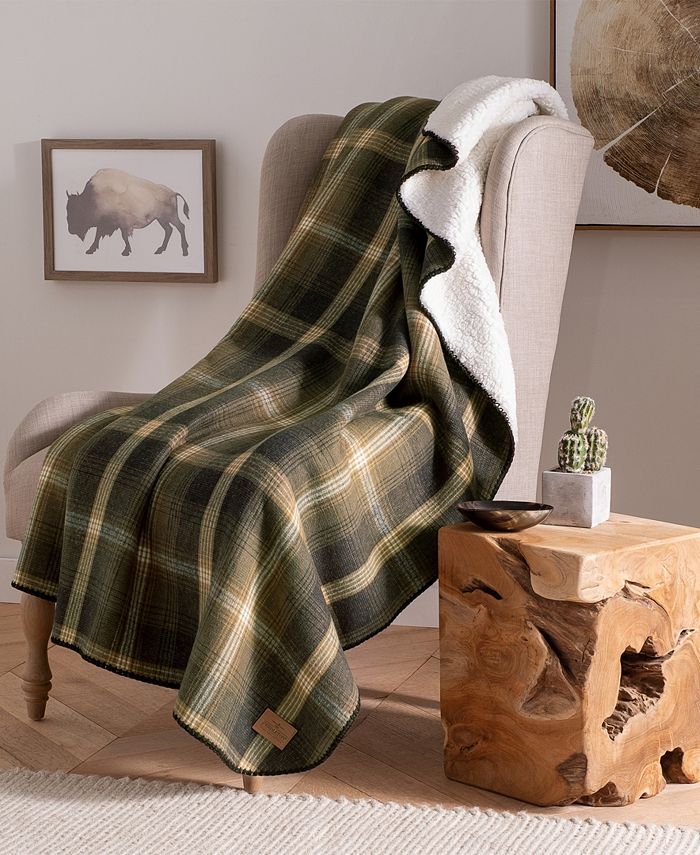 Pendleton Plaid Cotton Sherpa Throw Blanket, 50" x 70" Macy's