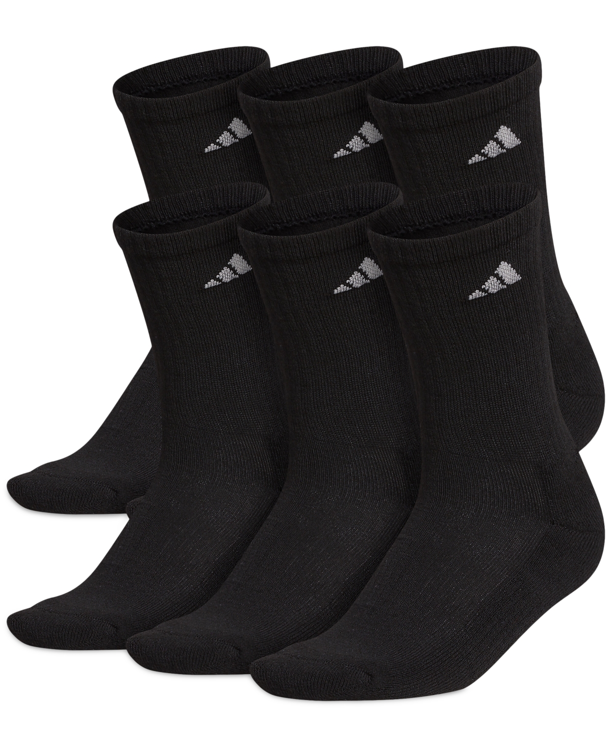 Adidas Originals Women's 6-pk. Athletic Cushioned Crew Socks In Black,aluminum
