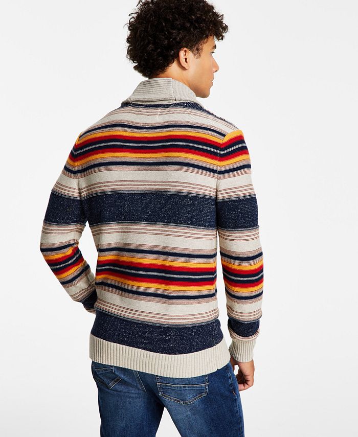 Sun + Stone Men's Blanket Stripe Shawl Sweater, Created for Macy's ...