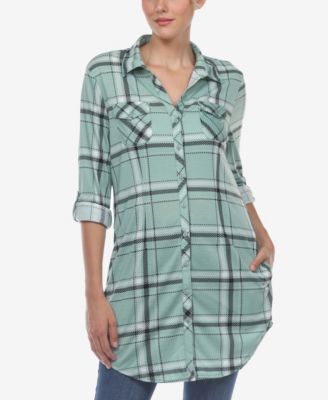 Women's Plaid Tunic Top Shirt