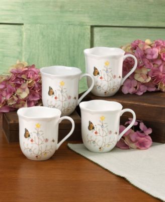 Butterfly Meadow Porcelain Seasonal Mugs, Set of 4