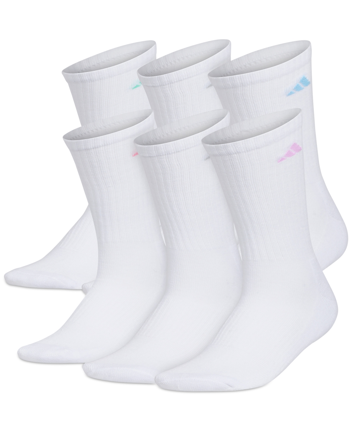 Women's 6-Pk. Athletic Cushioned Crew Socks - White/clear Sky Blue/bliss Lilac Purple