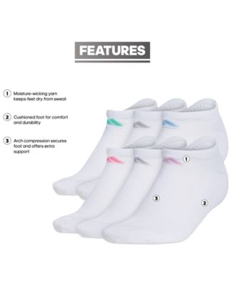 Women's 6-Pk. Athletic Cushioned No-Show Socks