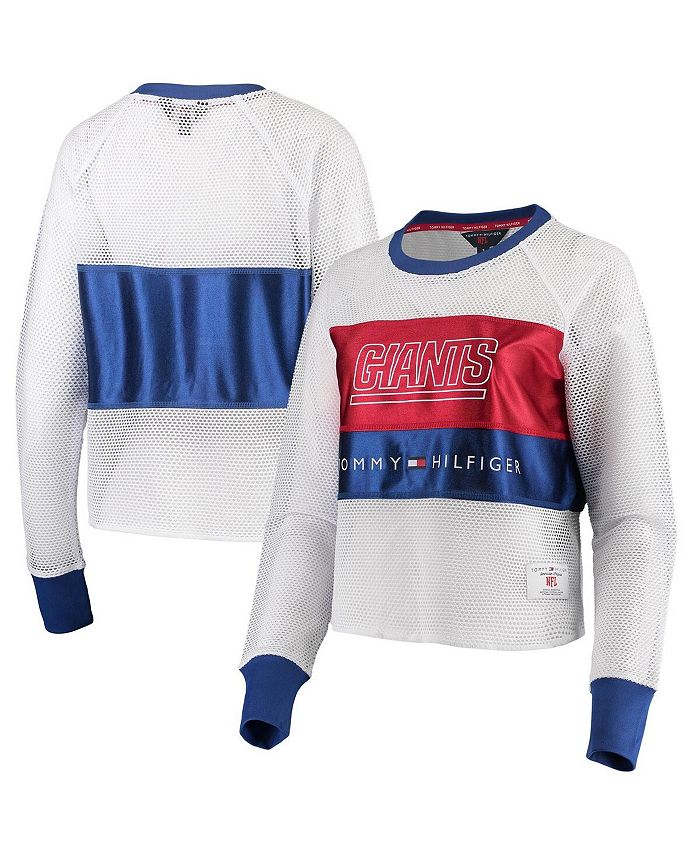 Tommy Hilfiger Women's White and Red New York Giants Mesh Raglan