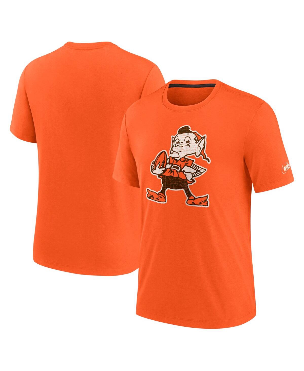Shop Nike Men's  Orange Distressed Cleveland Browns Brownie The Elf Rewind Playback Logo Tri-blend T-shirt