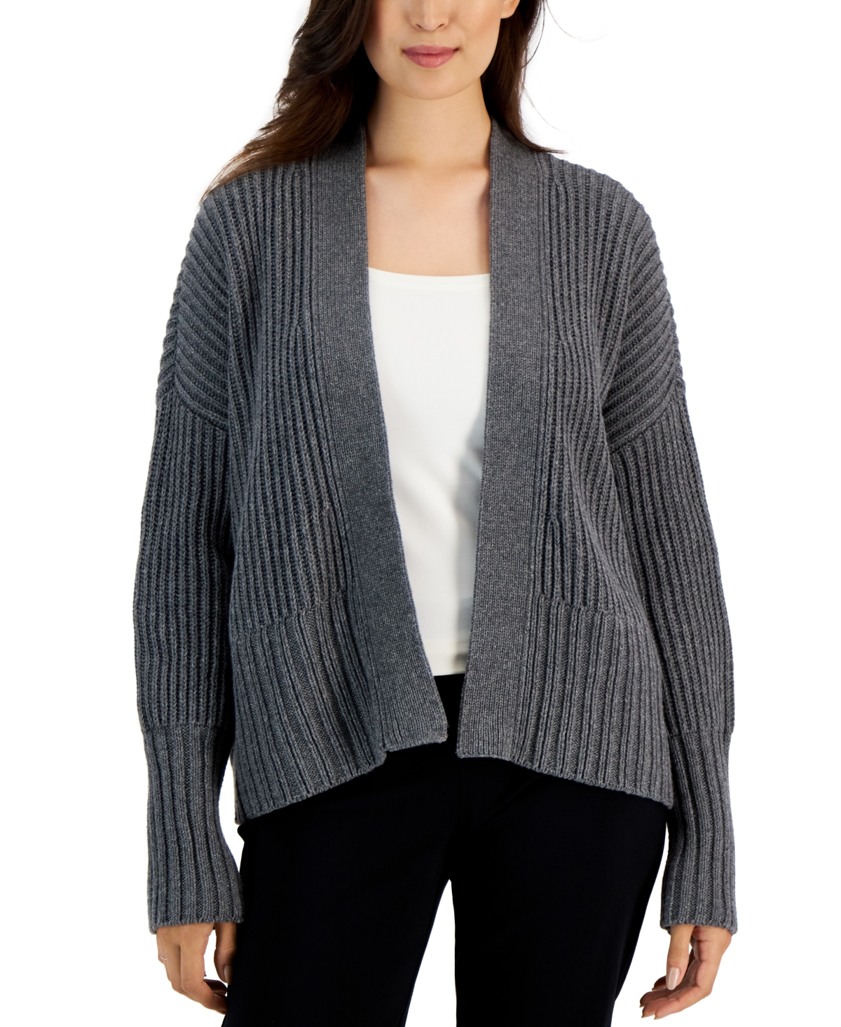 Eileen Fisher Women's Open-Front Ribbed Cardigan