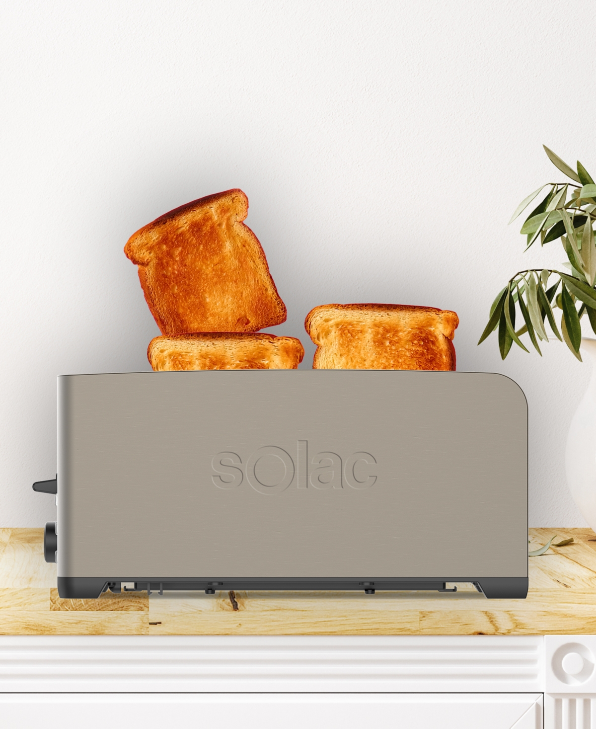 Solac My Toast Duplo Legend Stainless Steel 4-Slice Long Slot Toaster - Dark Brushed Stainless-steel
