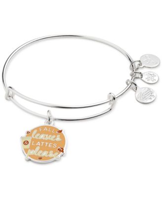Alex and Ani - Silver-Tone Fall Leaves & Lattes Please Multi-Charm Expandable Bangle Bracelet