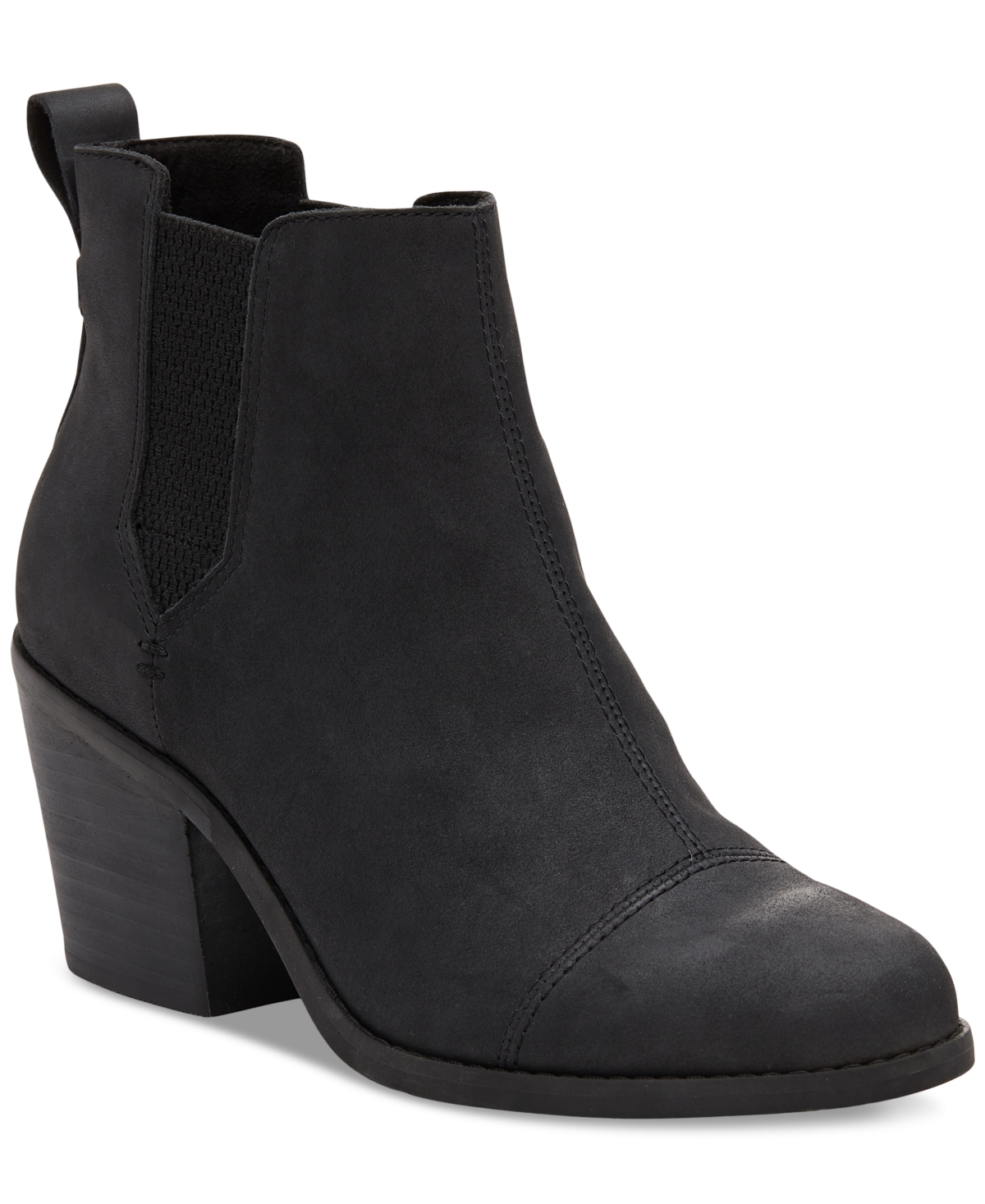 Shop Toms Women's Everly Block-heel Booties In Black Oiled Nubuck