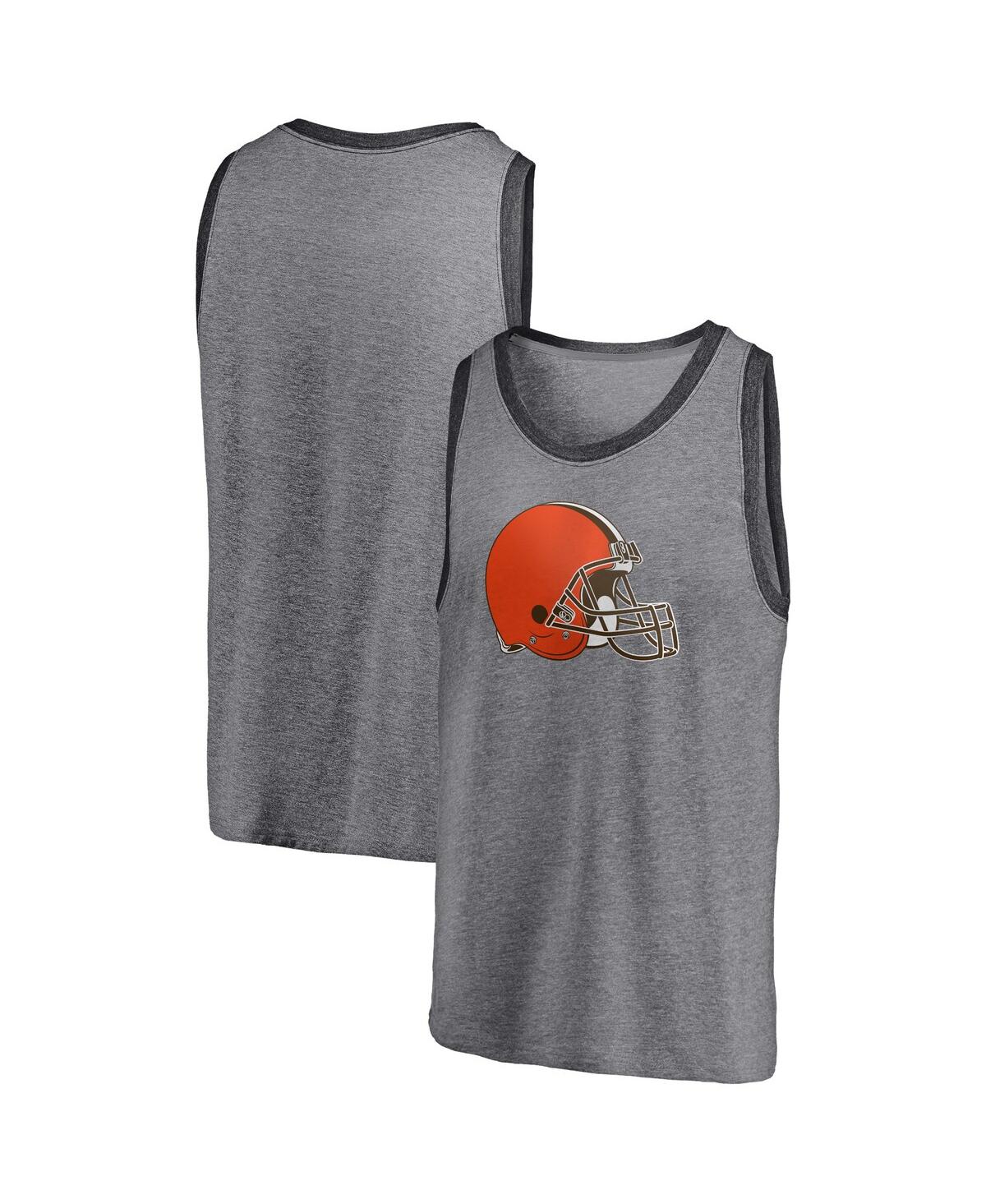 Shop Fanatics Men's  Heathered Gray And Heathered Charcoal Cleveland Browns Famous Tri-blend Tank Top In Heathered Gray,heathered Charcoal
