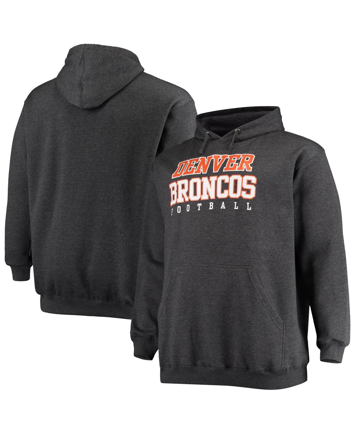 Men's FanaticsDenver Broncos Big and Tall Practice Pullover Hoodie - Heathered Charcoal