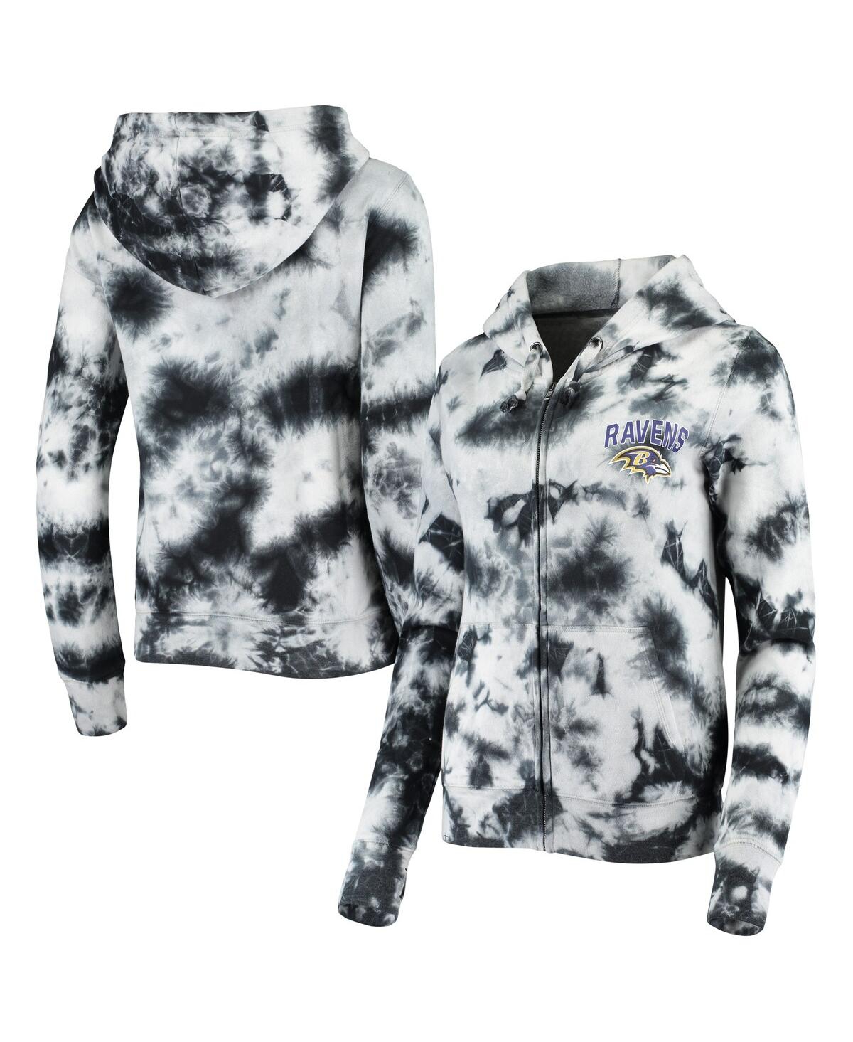 NEW ERA WOMEN'S NEW ERA BLACK BALTIMORE RAVENS TIE DYE FLEECE FULL-ZIP HOODIE 