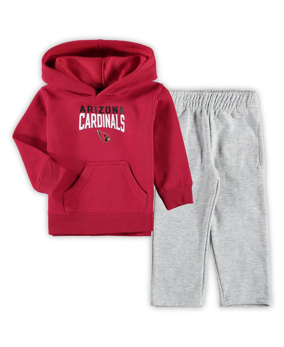 Outerstuff Babies' Toddler Boys Cardinal, Heathered Gray Arizona Cardinals Fan Flare Pullover Hoodie And Sweatpants Set In Cardinal,heathered Gray