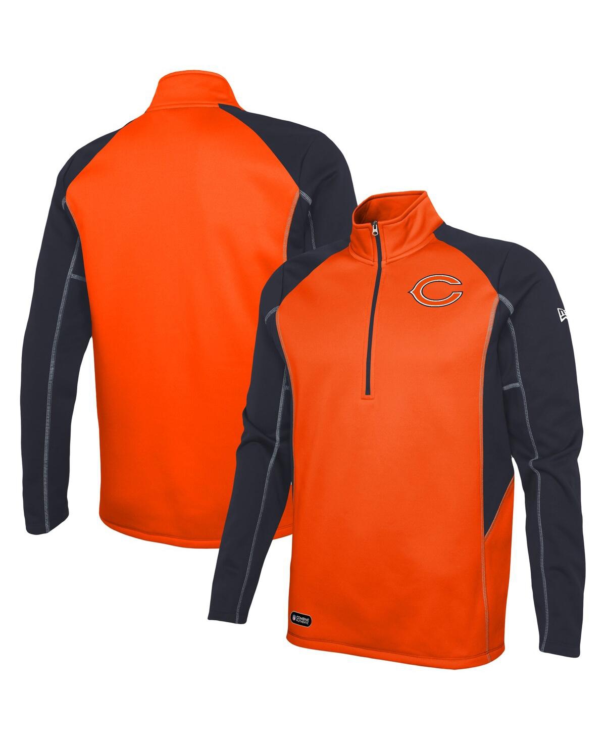 NEW ERA MEN'S NEW ERA ORANGE CHICAGO BEARS COMBINE AUTHENTIC TWO-A-DAYS HALF-ZIP JACKET 