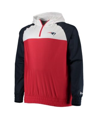 Men's Red, Navy New England Patriots Big and Tall League Raglan Quarter-Zip Hoodie