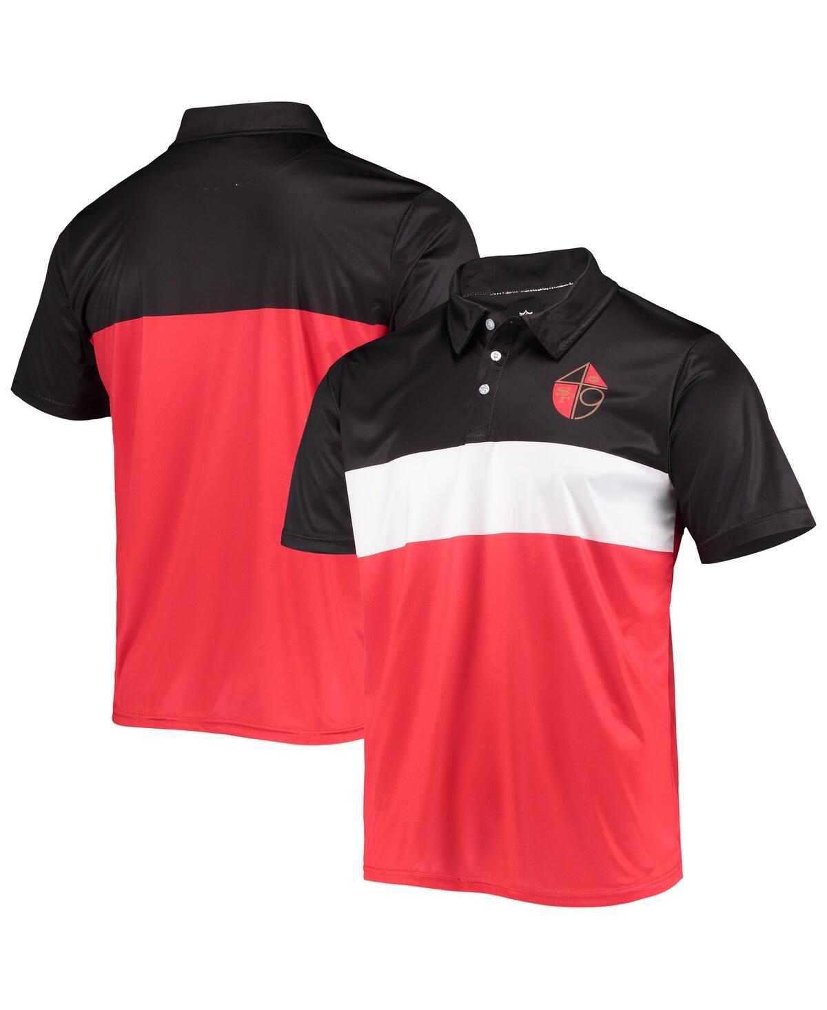 Shop Foco Men's  Black, Scarlet San Francisco 49ers Retro Colorblock Polo Shirt In Black,scarlet