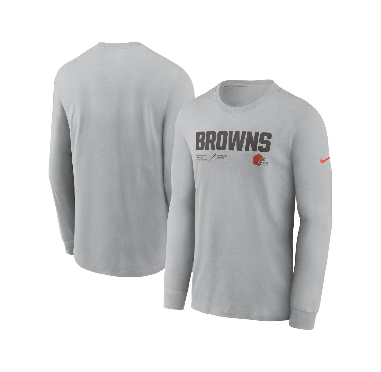 Men's Silver Cleveland Browns Infograph Lock Up Performance Long Sleeve T-shirt
