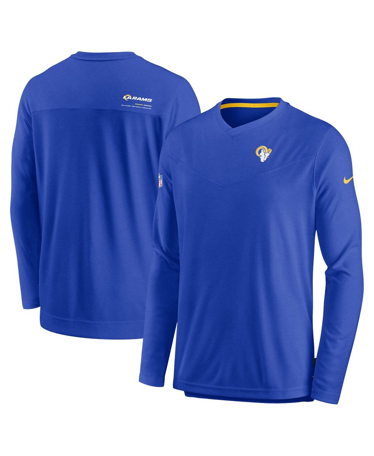 Men's NikeLos Angeles Rams 2022 Sideline Coach Chevron Lock Up Performance Long Sleeve T-shirt - Royal