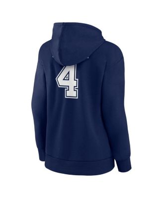 Women's Dak Prescott Navy Dallas Cowboys Player Icon Name and Number V-Neck Pullover Hoodie