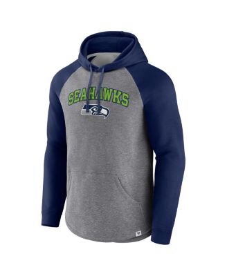 Men's Heathered Gray, College Navy Seattle Seahawks By Design Raglan Pullover Hoodie