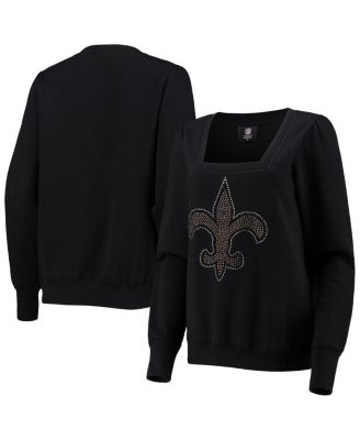 Women's Black New Orleans Saints Winners Square Neck Pullover Sweatshirt