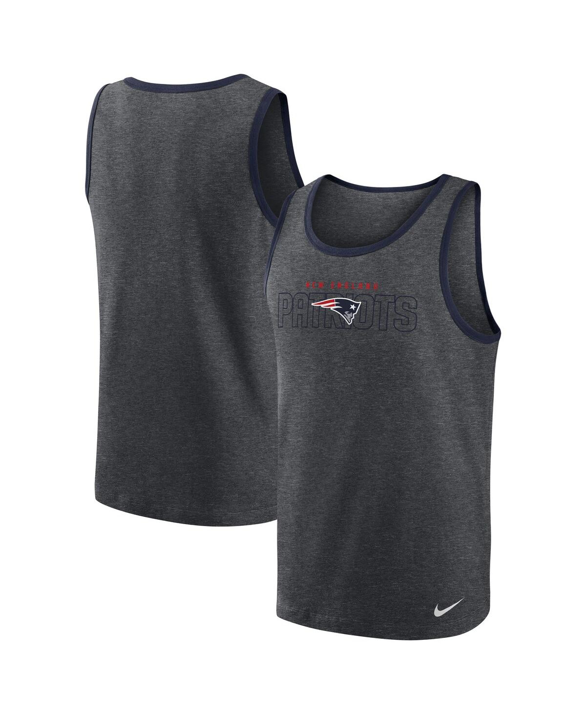 Shop Nike Men's  Heathered Charcoal New England Patriots Tri-blend Tank Top