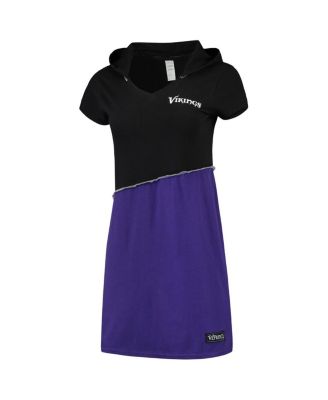 Women's Black, Purple Minnesota Vikings Hooded Mini Dress