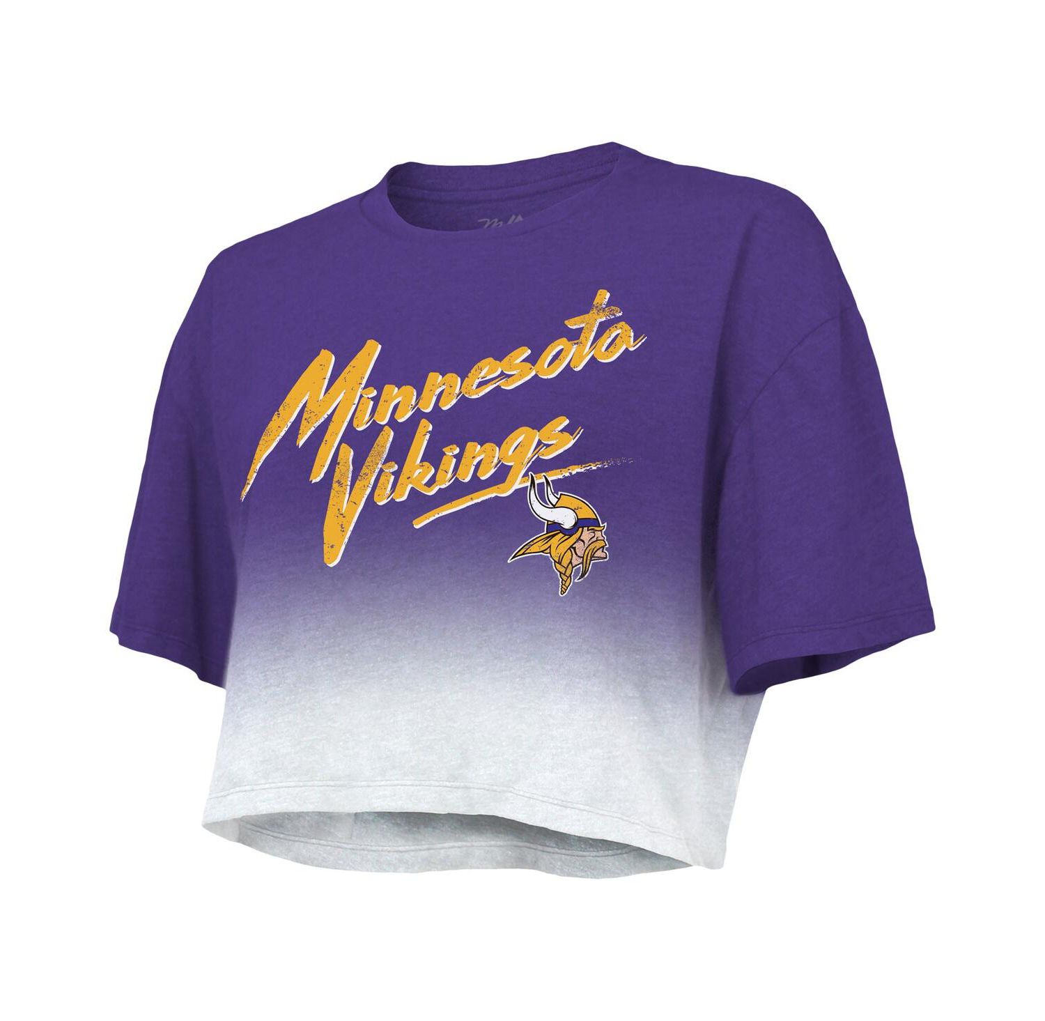 Women's Threads Justin Jefferson Purple, White Minnesota Vikings Drip-Dye Player Name and Number Tri-Blend Crop T-shirt