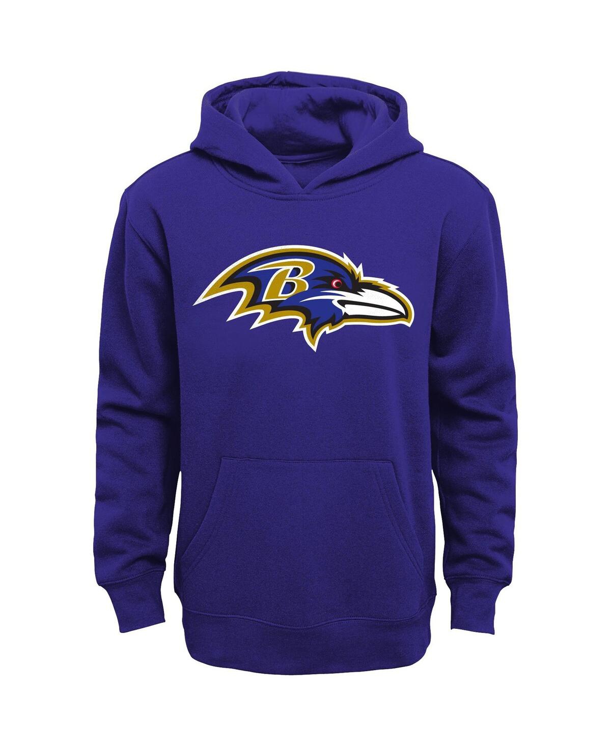 Outerstuff Youth Purple Baltimore Ravens Team Logo Pullover Hoodie In Purple