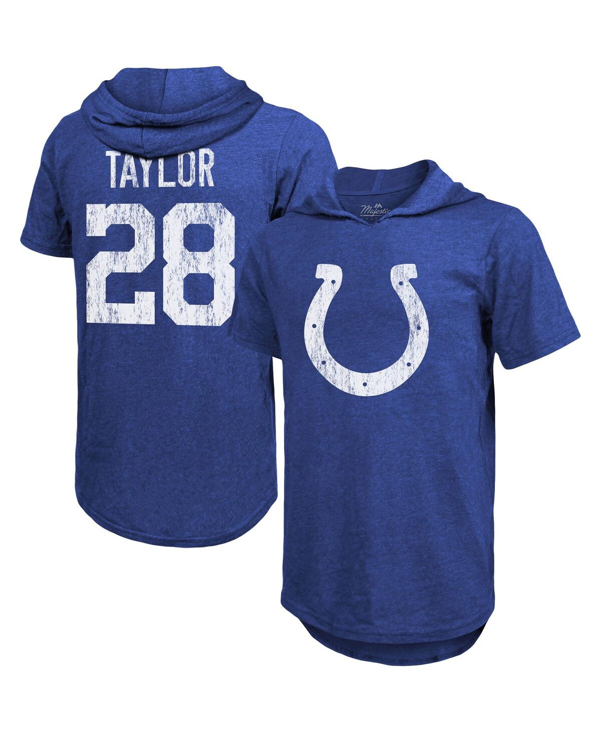 Men's Majestic Threads Jonathan Taylor Royal Indianapolis Colts Player Name and Number Tri-Blend Hoodie T-shirt - Royal