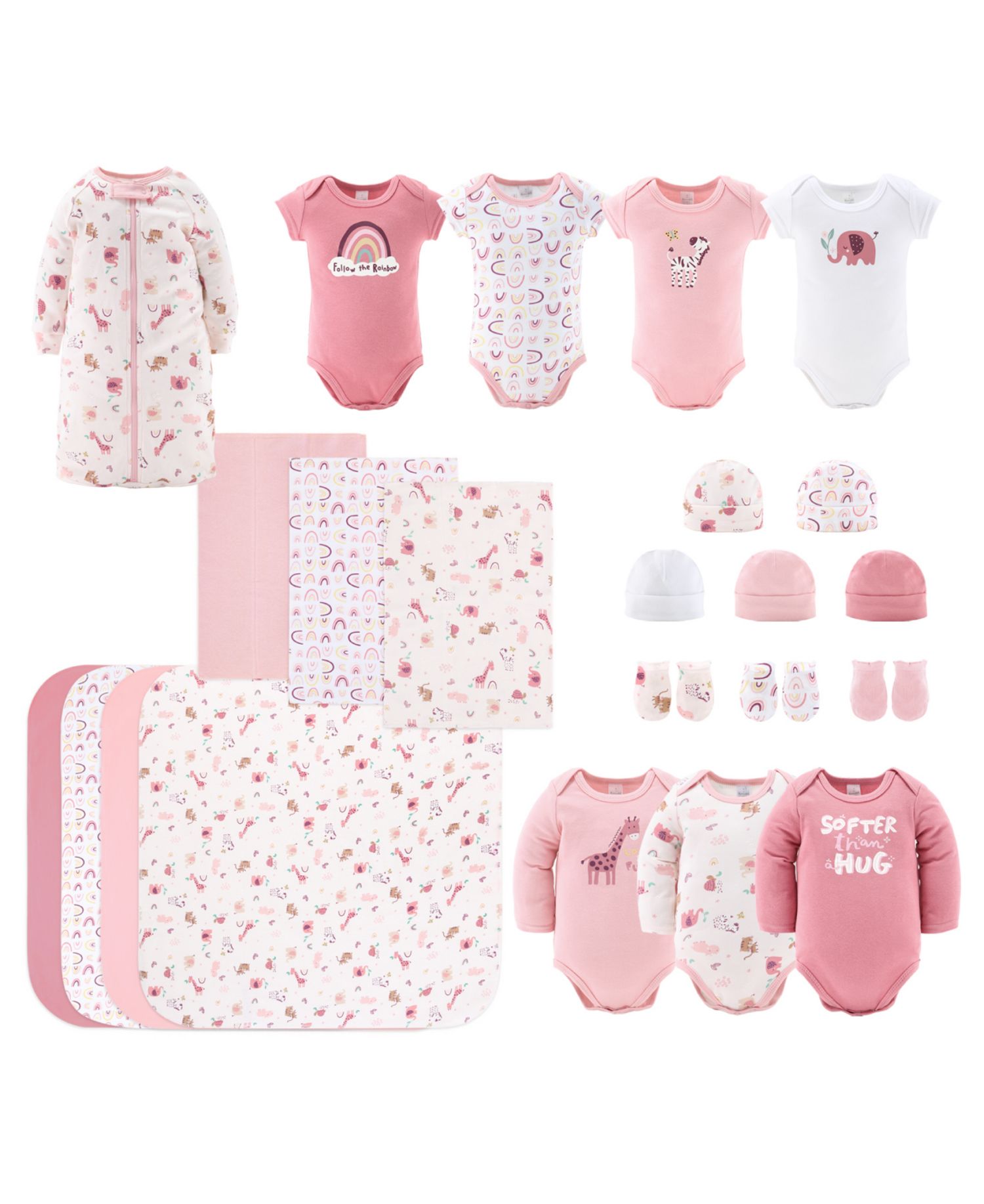 Baby Girls Newborn Shower Gift Set Layette Essentials, Pink