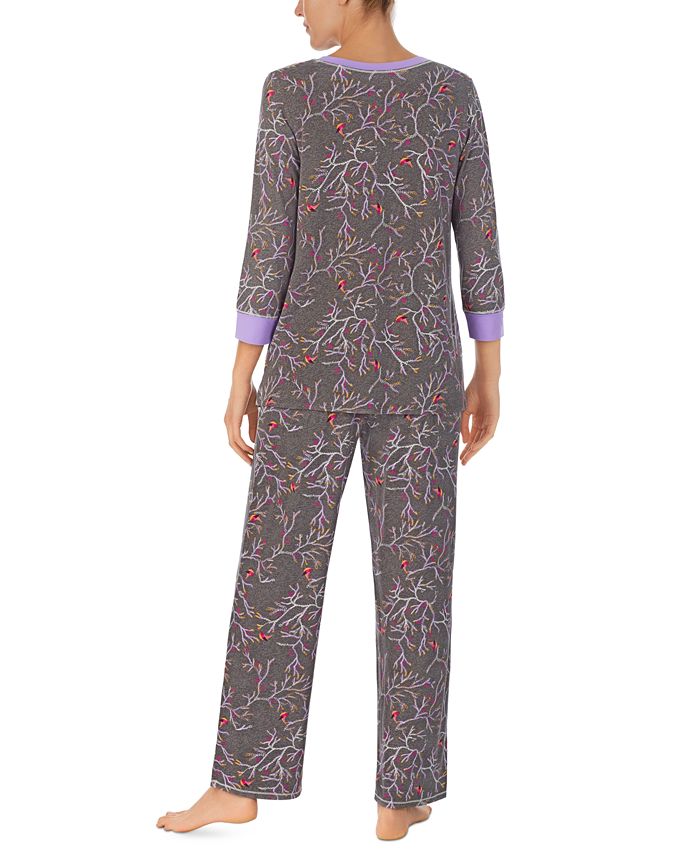 Cuddl Duds Women's Printed 3/4Sleeve Pajamas Set Macy's