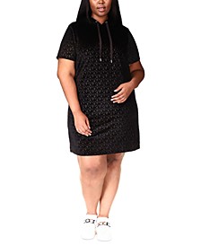Plus Size Logo-Print Velour Hoodie Dress